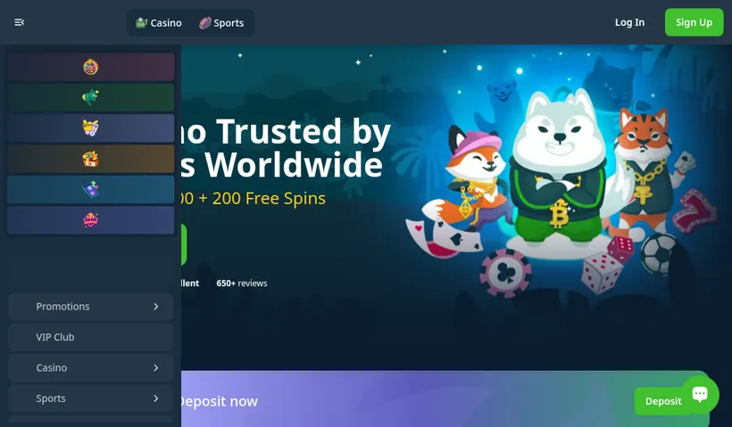 Wild.io crypto casino homepage